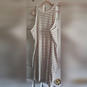 Old Navy Ribbed Tank Dress with Brown Stripes